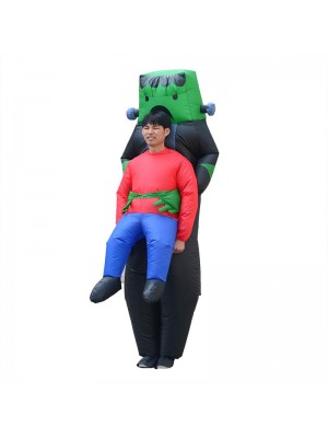 Robot Alien Carry me Inflatable Costume Green Robot Halloween Christmas Bodysuit for Adult