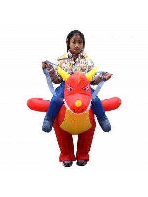 Fire Dragon Dinosaur Carry me Ride on Inflatable Costume Halloween Christmas Costume for Kid