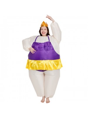 Ballerina Inflatable Costume Tiara Crown Halloween Christmas Costume for Adult Light Purple