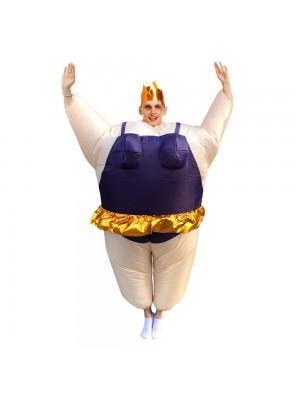 Ballerina Inflatable Costume Tiara Crown Halloween Christmas Costume for Adult Dark Purple