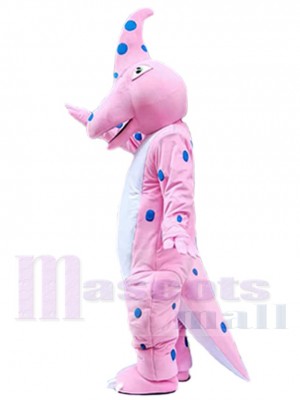 Pink Parasaurolophus Dinosaur Mascot Costume Animal with White Belly