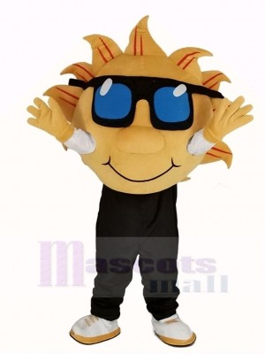 Yellow Sunshine with Sunglasses Mascot Costume