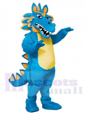 Sky Blue Dragon Mascot Costume Animal with Yellow Belly