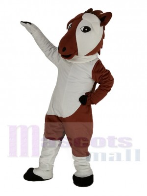 Brown and White Horse Mascot Costume