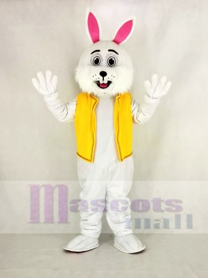 Easter Bunny Rabbit with Yellow Vest Mascot Costume Cartoon