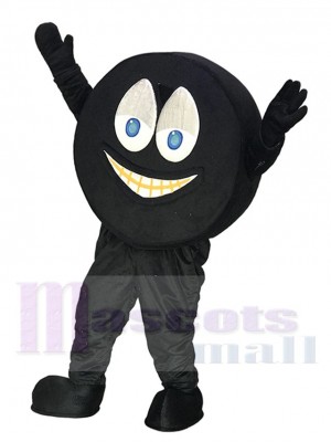 Black Hockey Puck Mascot Costume