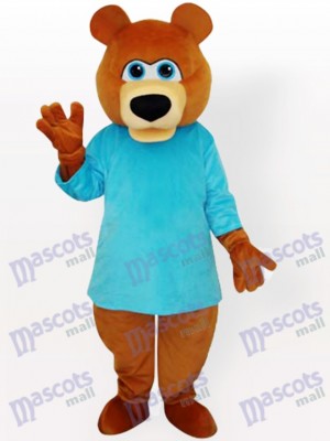 Bear in Blue T-Shirt Cartoon Mascot Funny Costume