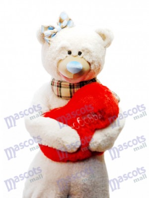 Cute Bear With Bow Mascot Costume Scarf/ Red Heart NOT INCLUDED Animal 
