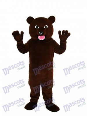 Black Brown Bear with Sharp Tooth Mascot Adult Costume Animal 