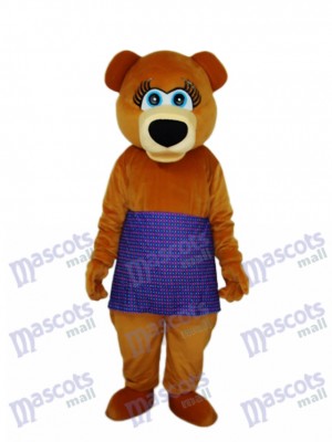 Brown Bear in Purple Skirt Mascot Adult Costume Animal 