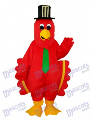 Red Bird with Black Hat Mascot Adult Costume Animal 