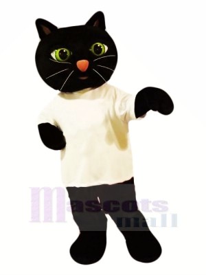 Black Cat with White T-shirt Mascot Costumes Animal