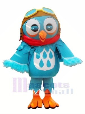 Blue Owl with Glasses Mascot Costumes Animal