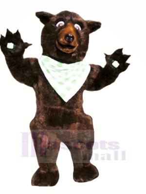 Brown Bear with White Silk Scarves Mascot Costumes Animal	