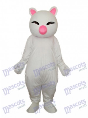 Big Pink Nose White Cat Mascot Adult Costume Animal  