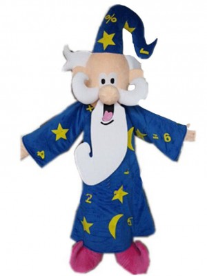 Blue Coat Wizard Magician Mascot Costumes Cartoon 