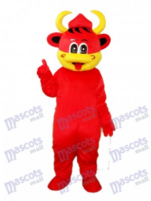 Yellow Mouth Red Cow Mascot Adult Costume Animal  