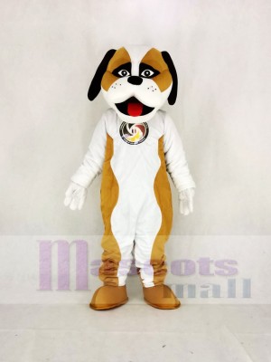 Brown And White St. Bernard Dog Mascot Costume Cartoon
