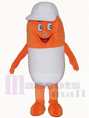 Orange and White Pill Mascot Costume Cartoon