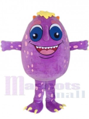 Happy Purple Egg Mascot Costume Cartoon