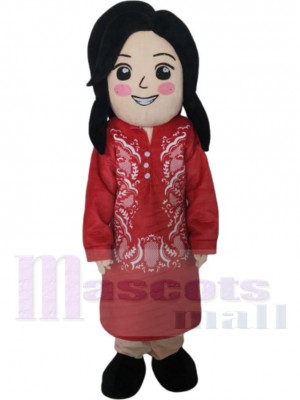Lovely Woman Mascot Costume People in Red Robe