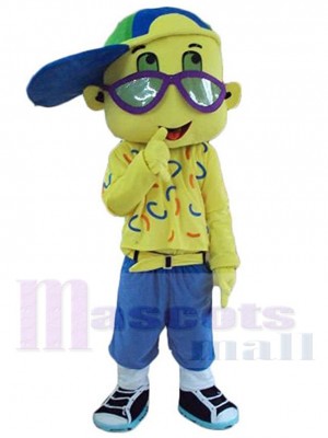 Lovely Boy with Glasses Mascot Costume People