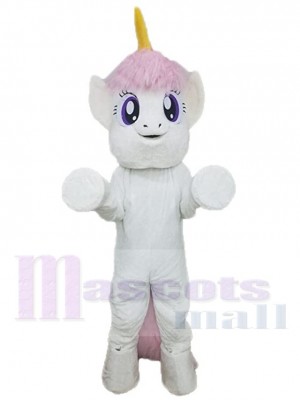 Pink Mane and Tail Unicorn Mascot Costume Cartoon