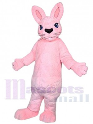 Pink Bunny Mascot Costume with Black Nose Animal