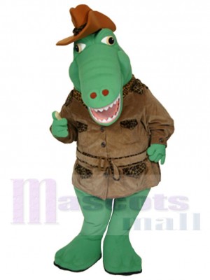 Green Alligator Mascot Costume Animal wearing Cowboy Hat