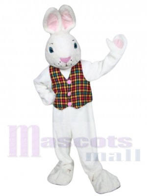 Friendly Mr. White Bunny Mascot Costume Animal