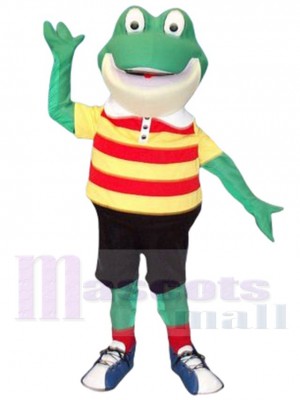 Happy Green Froggy Mascot Costume Cartoon