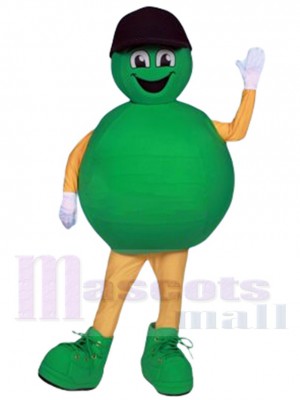 Green Lotto Ball Mascot Costume Cartoon