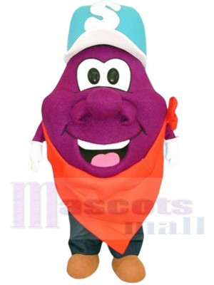 Purple Plum Guy Mascot Costume Cartoon