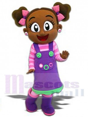 Cute Brown Skin Girl Mascot Costume People