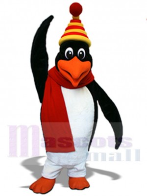 Penguin Mascot Costume wear Red Scarf Animal