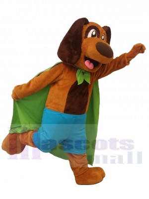Brown Dog Mascot Costume with Green Cloak Animal