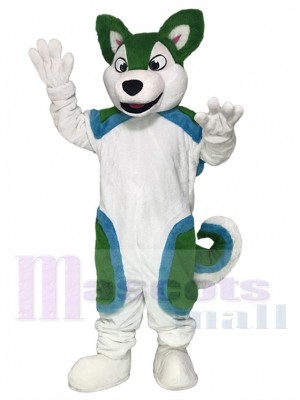 Green and Blue Husky Dog Fursuit Mascot Costume Animal