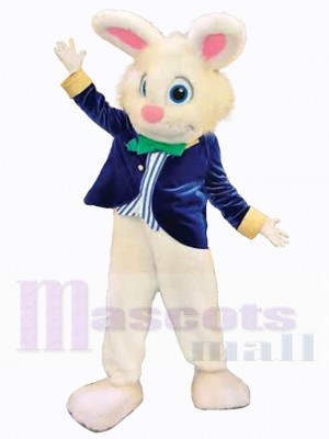 Easter Bunny Mascot Costume Animal in Blue Suit