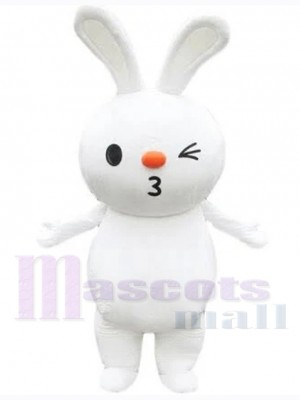 Cute White Bunny Rabbit Mascot Costume Cartoon