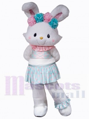 Lovely White Girl Bunny Rabbit Mascot Costume Animal