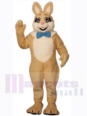Smiling Brown Easter Bunny Mascot Costume Animal