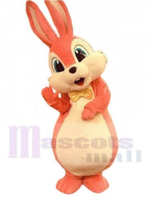 Lovely Bunny Mascot Costume Animal wearing Golden Bow Tie