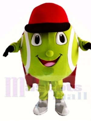 Cartoon Tennis Ball With Red Cap Mascot Costume 