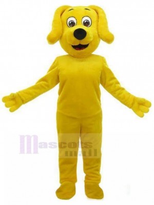 Smiling Yellow Dog Mascot Costume with Drooping Ears Animal