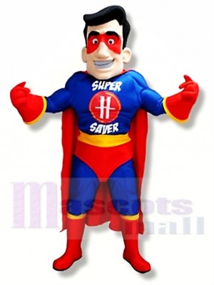 Blue & Red Superhero Mascot Costume 