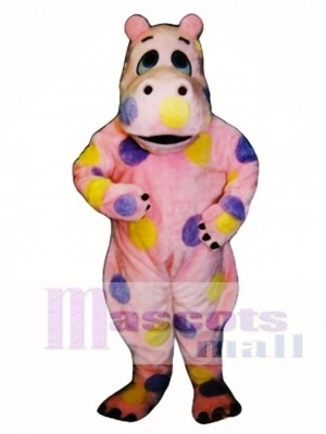 Polka-dot Hippo Mascot Costume