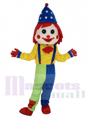 Funny Clown with Blue Hat Mascot Costume People