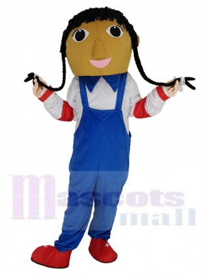 Cowgirl with Long Braids Mascot Costume