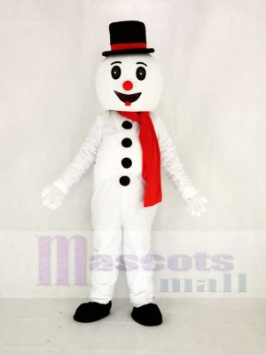 Cute Snow Man with Hat Mascot Costume Cartoon	