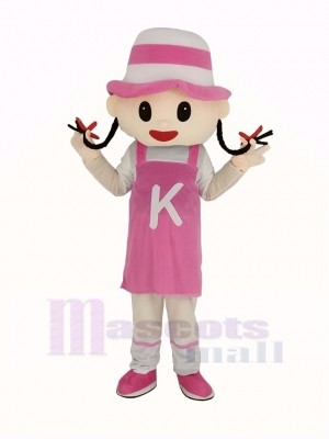 Pink Hat Girl Mascot Costume People